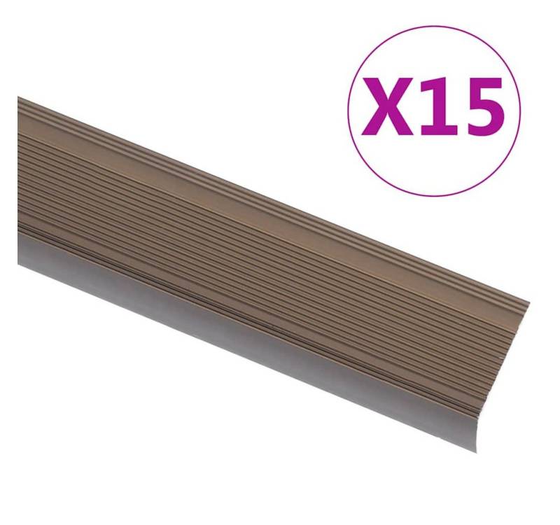 vidaXL Übergangsprofil Treppenkantenprofil in L-Form 15 Stk. Aluminium 90 cm Braun von Vidaxl