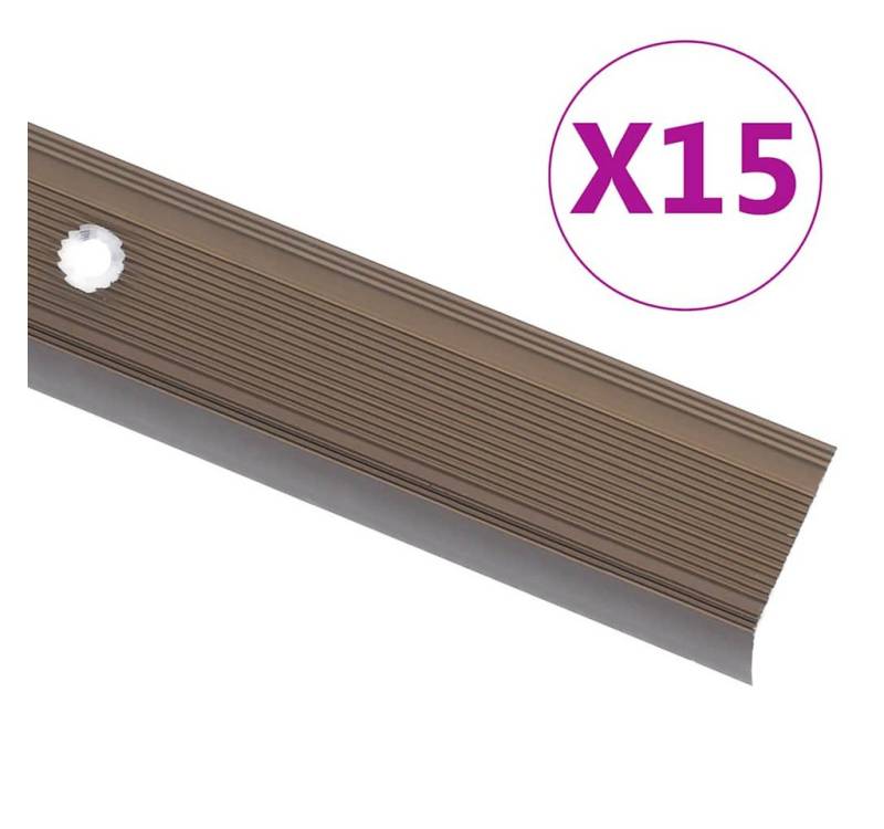 vidaXL Übergangsprofil Treppenkantenprofil in L-Form 15 Stk. Aluminium 90 cm Braun von Vidaxl