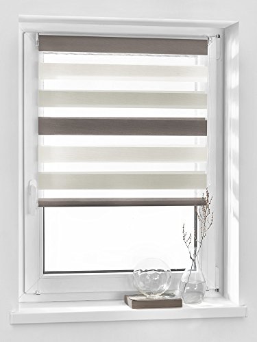 Vidella Doppelrollo zebra 3color Fenstermontage 45 cm, weiß / beige / bronze, ZTC-1 45 von Vidella