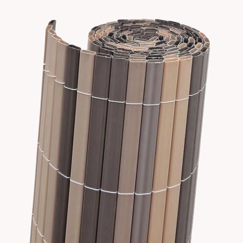 Videx Balkon-Sichtschutz PVC Rügen | Eiche |90 x 300 cm| 100% Blickdicht ohne Abstand zwischen Röhrchen | Premium-Qualität Made in Germay |stabile wetterfeste Sichtschutzmatte von Videx