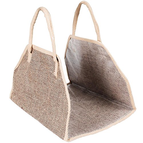 Videx-Kaminholztragetasche aus Jute, braun/kariert, seitlich offen Videx-Kaminholztragetasche aus Jute, braun/kariert, seitlich offen von Videx