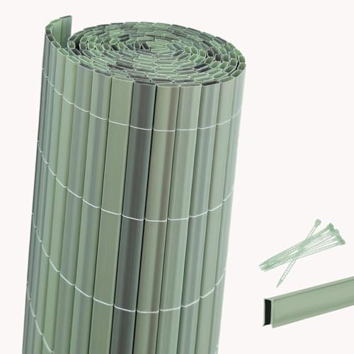 Videx PVC Sichtschutzmatte 90 x 300cm | inkl. farbig passender Abdeckung + Befestigung | 100% Blickdicht ohne Spalten | stabil, wetterfest Sichtschutzmatte Balkonumspannung|schilfgrün Videx PVC Sichtschutzmatte 90 x 300cm | inkl. farbig passender Abdeckung + Befestigung | 100% Blickdicht ohne Spalten | stabil, wetterfest Sichtschutzmatte Balkonumspannung|schilfgrün von Videx