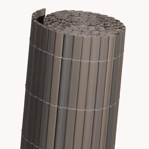 Videx Sichtschutzmatte PVC Rügen | Schiefer |1000 x 300 cm| 100% Blickdicht ohne Abstand zwischen Röhrchen | Premium-Qualität Made in Germay |stabile wetterfeste Balkonumspannung von Videx