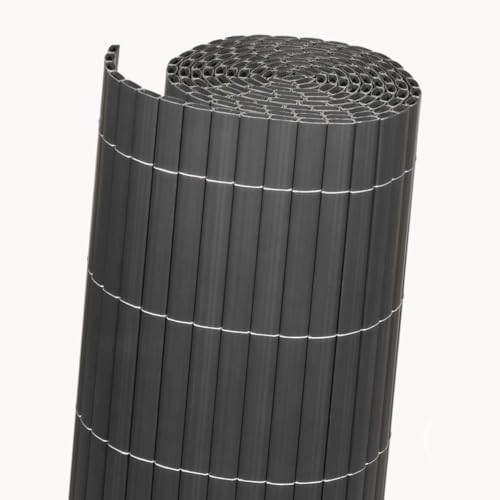 Videx Sichtschutzmatte PVC Rügen | anthrazit |80 x 300 cm| 100% Blickdicht ohne Abstand zwischen Röhrchen | Premium-Qualität Made in Germay |stabile wetterfeste Balkonumspannung von Videx