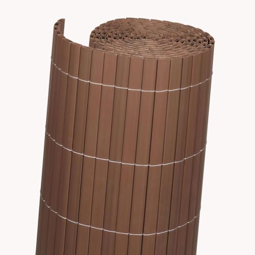 Videx Sichtschutzmatte PVC Rügen | nussbaum |100 x 300 cm| 100% Blickdicht ohne Abstand zwischen Röhrchen | Premium-Qualität Made in Germay |stabile wetterfeste Balkonumspannung von Videx
