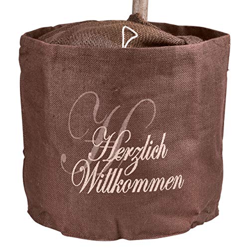 Videx-Winterschutz Jute-Übertopf Herzlich Willkommen, H: 35cm, B: 38cm, braun von Videx