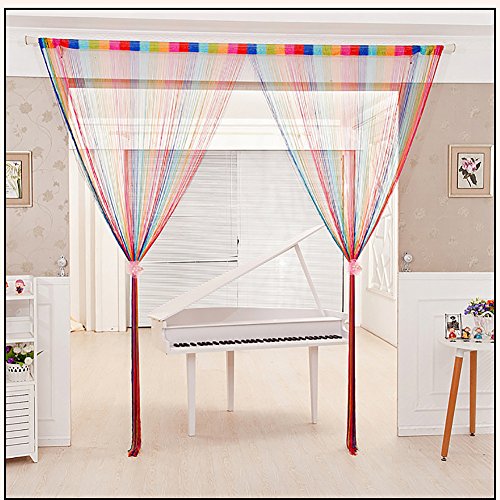 Vidillo Fadenvorhang, Fadenvorhang Glitzer Weiss 100 x 200 cm Wandvorhang Schaufensterdekoration, Dekorative Gardine Raumteiler Fliegenschutz für Hochzeit, Café, Restaurant (Mehrfarbig) von Vidillo