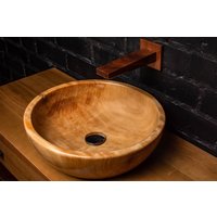 Premium Waschbecken Aus Holz Und Resin Mit Elegantem Stecker - Handgemacht Original von ViduFurniture