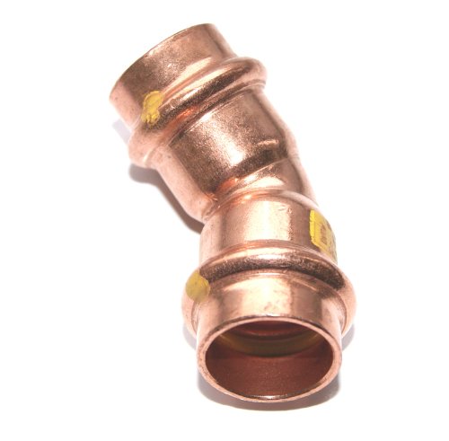 Viega 345624 Bogen Profipress Gas 45 Grad 2626 Kupfer, mit SC-Contur, 22 mm - 5 Stück von Viega