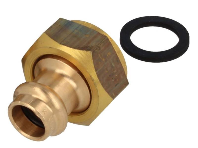 Viega Gewindefitting Verschraubung mit Pressanschluss (Kontur V) x Überwurfmutter, Ø 18 mm x 3/4 Überwurfmutter von Viega