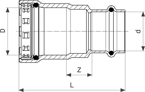 Viega Megapress Problemlöser Übergangsstück mit SC 4213 in 1/2Zollx15mm Stahl Zn-NI Besch. von Viega