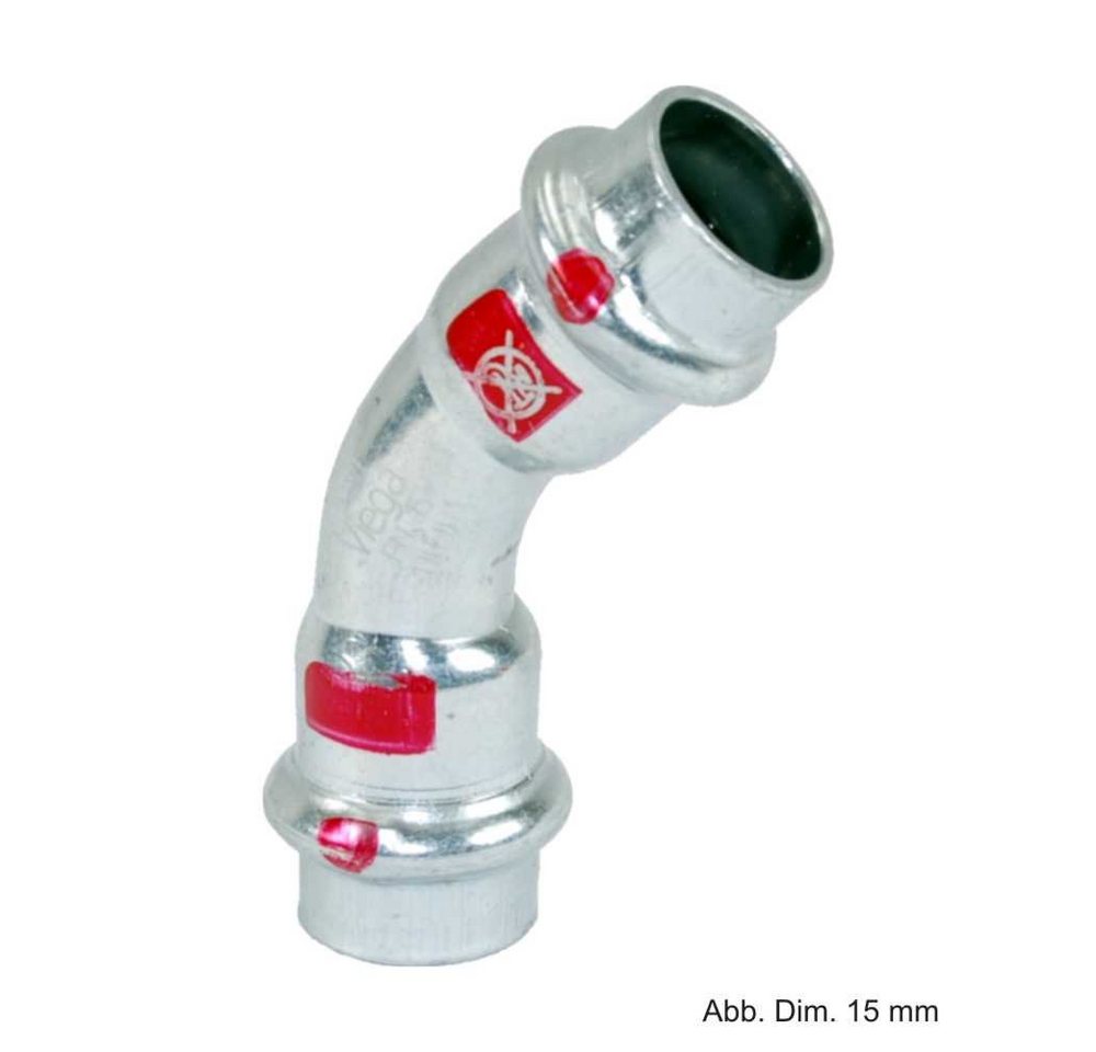 Viega Wasserrohr Viega Prestabo XL-Bogen 45° I-I, Modell 1126XL, 76,1 mm Viega Wasserrohr Viega Prestabo XL-Bogen 45° I-I, Modell 1126XL, 76,1 mm von Viega