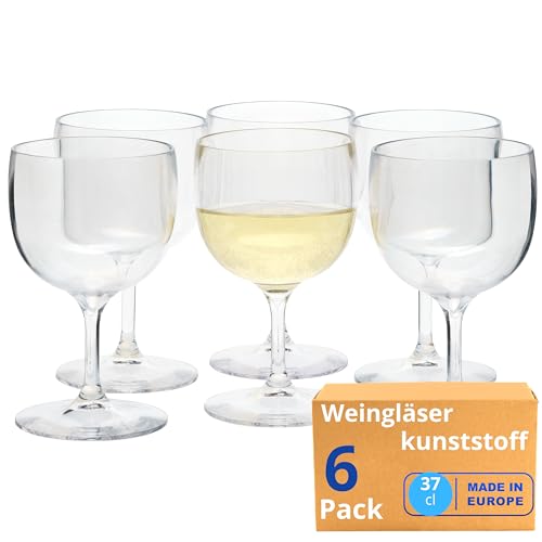 Plastik Weingläser kunststoff Unzerbrechliche Mehrweg Hochwertige | hartplastik rotweingläser weißweingläser | Wiederverwendbar und Spülmaschinenfest | 350cl - Plastikgläser gläser set - 6 Stück von Vieira Home
