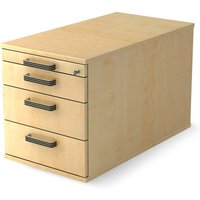 Rollcontainer Solid, 4 Schubladen mit Kunstoff-Griff, Ahorn von Hammerbacher