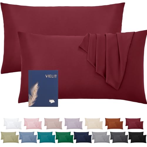 Kissenbezug 40x60 Öko-Zertifikat Weich Kissenbezüge 40x60 2er Set Mikrofaser Kissenbezug 60x40 Rot Kissenhülle Für Kissen 40x60 Resistent Hypoallergen Vielit von Vielit