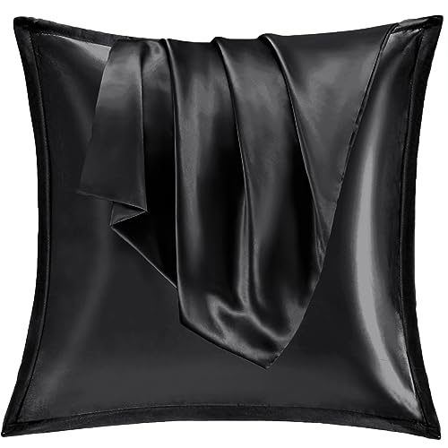 Vielit 2er Set Satin Kissnbezug 65x65 mit Zip,Weich wie EIN Silk Pillowcase,wie Seidenkissenbezug Geeignet für Curly Haar,Satin Kopfkissenbezug Kissenbezüge Schwarz Kissenhülle von Vielit