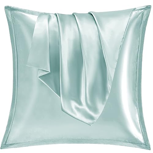 Vielit 2er Set Satin Kissnbezug 65x65 mit Zip,Weich wie EIN Silk Pillowcase,wie Seidenkissenbezug Geeignet für Curly Haar,Satin Kopfkissenbezug Kissenbezüge Grün Kissenhülle von Vielit