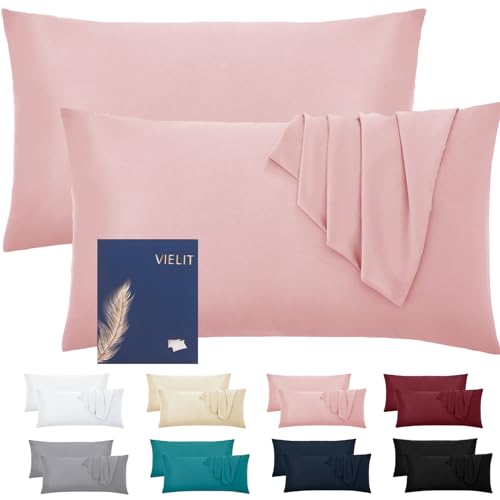 Vielit Kissenbezug 40x60 Rosa Weich Kopfkissenbezug 40x60 2er Set Mikrofaser Kissenbezüge 40x60 Kissenhülle Für Kissen 40x60 Öko-Zertifikat Resistent Hypoallergen von Vielit