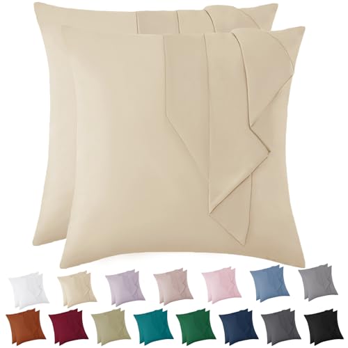 Vielit Kissenbezug 80x80 Hell Beige Weich Kopfkissenbezug 80x80 2er Set Mikrofaser Deko Kissenhülle Für Kissen 80x80 Öko-Zertifikat Resistent Hypoallergen von Vielit