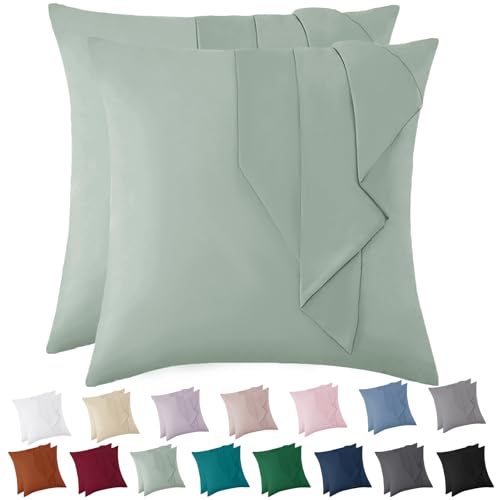 Vielit Kissenbezug 80x80 Sage Grün Weich Deko Kopfkissenbezug 80x80 2er Set Mikrofaser Öko-Zertifikat Resistent Hypoallergen von Vielit