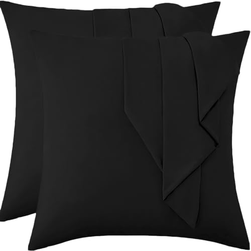 Vielit Kissenbezug 80x80 Schwarz Weich Kopfkissenbezug 80x80 2er Set Mikrofaser Kissenbezüge 80x80 Pillowcase Deko Kissenhülle Für Kissen 80x80 Öko-Zertifikat Resistent Hypoallergen von Vielit