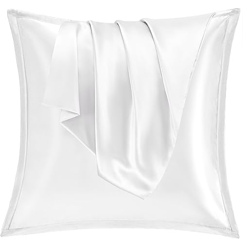 Vielit 2er Set Satin Kissnbezug 60x60 mit Zip,Weich wie EIN Silk Pillowcase,wie Seidenkissenbezug Geeignet für Curly Haar,Satin Kopfkissenbezug Kissenbezüge Weiß Kissenhülle von Vielit