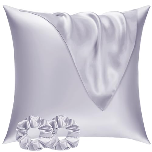 Vielit Satin Kissenbezug 60x60 2er Set & 2 Haargummis, Satin Kopfkissenbezug 60x60 Lila, Weich wie Seidenkissenbezug 60x60,Bessere Pflege als Silk Pillosecase,Kissenhülle Kissenbezug für Haar und Haut Vielit Satin Kissenbezug 60x60 2er Set & 2 Haargummis, Satin Kopfkissenbezug 60x60 Lila, Weich wie Seidenkissenbezug 60x60,Bessere Pflege als Silk Pillosecase,Kissenhülle Kissenbezug für Haar und Haut von Vielit