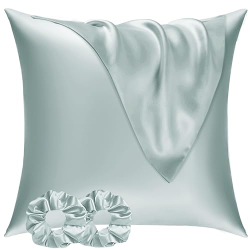 Vielit Satin Kissenbezug 65x65 2er Set & 2 Haargummis, Satin Kopfkissenbezug 65x65 Grün, Weich wie Seidenkissenbezug 65x65,Bessere Pflege als Silk Pillosecase,Kissenhülle Kissenbezug für Haar und Haut Vielit Satin Kissenbezug 65x65 2er Set & 2 Haargummis, Satin Kopfkissenbezug 65x65 Grün, Weich wie Seidenkissenbezug 65x65,Bessere Pflege als Silk Pillosecase,Kissenhülle Kissenbezug für Haar und Haut von Vielit