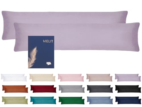 Vielit Seitenschläferkissen Bezug 40 x 145 2er Set Kissenbezug 40x145 Seitenschläfer Kopfkissenbezug Weich Kissenbezüge Kissenhülle Öko-Zertifikat Violet von Vielit