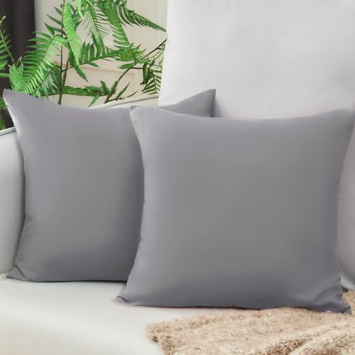 Vielit Sofa Kissenbezug 40x40 Grau Weich Kopfkissenbezug 40x40 2er Set Mikrofaser Kissenbezüge 40x40 Kissenhülle Für Kissen 40x40cm Öko-Zertifikat Resistent Hypoallergen von Vielit