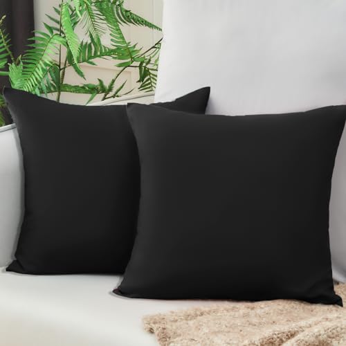 Vielit Sofa Kissenbezug 40x40 Schwarz Weich Kopfkissenbezug 40x40 2er Set Mikrofaser Kissenbezüge 40x40 Kissenhülle Für Kissen 40x40cm Öko-Zertifikat Resistent Hypoallergen von Vielit