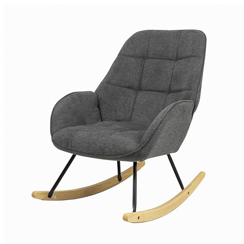 Vielllliving Schaukelstuhl Schaukelsessel für Schlafzimmer bis 150 kg Belastbarkeit Dunkelgrau (Dunkelgrau, 94cmX 89cmX 61cm) von Vielllliving