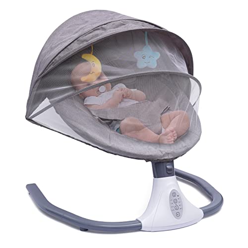 Elektrische Babywiege, Elektrische Babyschaukel mit Musik und Sitz, Removable Crib Netting mit 4 Swing Amplitudes und Timing Function inkl. Toys Bluetooth USB für Babys Zwischen 0 und 18 Monaten. von Vielrosse