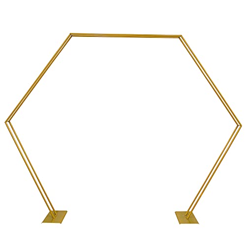 Große Hexagon Hochzeit Bogen, Ballonbogen Metall Hintergrund Stand, Traubogen Abnehmbar Wiederverwendbar für Geburtstag Hochzeit Abschlussfeier Dekoration (Gold 2.5m) von Vielrosse