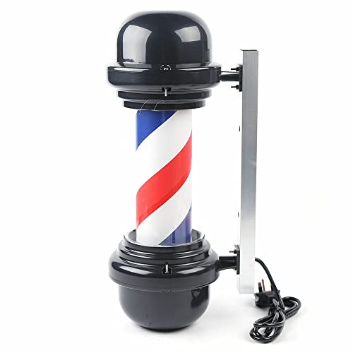 Led Barbers Pole Light, 20'' Outdoor Barber Pole Rotating Light, Barbershop Salon Sign Beleuchtetes Streifenlicht Rot Weiß Blau Streifen von Vielrosse