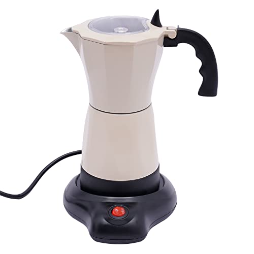 Vielrosse Espressokocher Elektrisch, 480W Mokkakocher mit Basis, 1-6 Tassen Kaffeemaschine 360° Drehbar Basis Geeignet Abschaltautomatik für Zuhause Büro Reisen (Cremeweiß) von Vielrosse