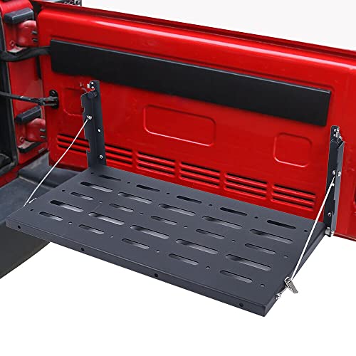 Vielrosse Klapptisch Heckklappe, Tailgate Tisch Laderaumhalterung, Metall Heckklappentisch Klappbarer Esstisch Ständer Klapper Heckklappen Tisch für Jeep Wrangler JK DHL Schwarz von Vielrosse