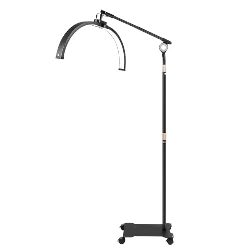 Vielrosse Wimpern Lampe, LED Halbmond Wimpernverlängerung Lichter Drehwinkel 350° 2000LM mit Fernbedienung, Beauty Stehend Lichtkopf Halbmond-Ringlampe für Hautpflege von Vielrosse