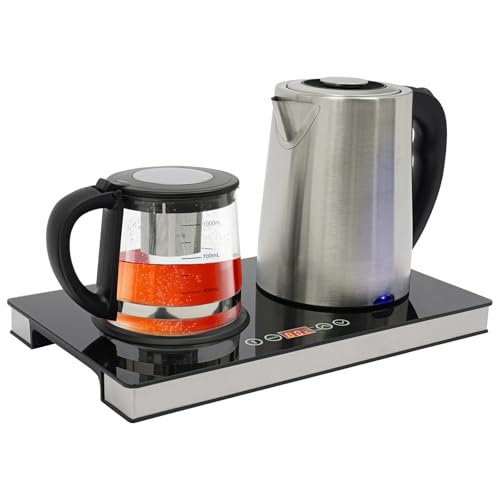 Wasserkocher mit Temperatureinstellung, 2.5L+1L Glas Edelstahl Teekocher Multifunktionaler Elektrischer Teezubereiter mit Teesieb 1500W von Vielrosse