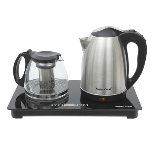 Wasserkocher mit Temperatureinstellung, 2L+1L Glas Edelstahl Teekocher Multifunktionaler Elektrischer Teezubereiter mit Teesieb 1500W von Vielrosse
