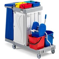 Reinigungswagen Poly III, 2x 15 Liter mit Mopp-Presse + 4x 4 Liter, abschließbare Mittelfächer Reinigungswagen Poly III, 2x 15 Liter mit Mopp-Presse + 4x 4 Liter, abschließbare Mittelfächer von EVO-PRODUCTS