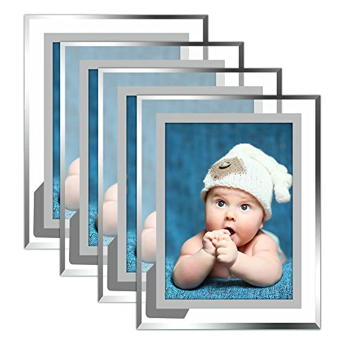 Vienrose 4er-Set 10x15 Fotorahmen, Glas Bilderrahmen aus hochauflösendem Echtglas, zeigen Bilder horizontal oder vertikal für den Tisch, für Hochzeit, Familie, Baby, Büros von Vienrose