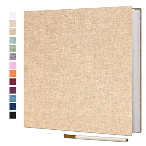 Vienrose Selbstklebende 10x15 Fotoalbum Einkleben und zum Selbstgestalten Groß leinen Photoalbum mit 60 Weißen Seiten, Hochzeit Jahrestag Geburtstag Geschenke mit Einem Kugelschreiber, 28x27cm, Khaki von Vienrose