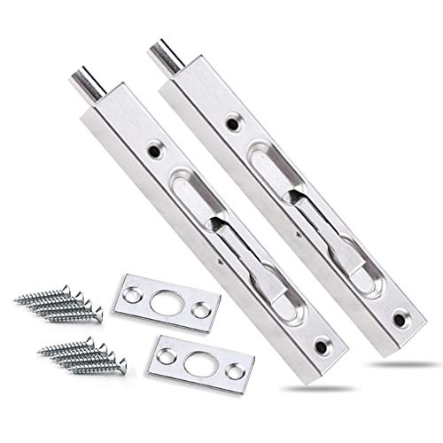 2 Stück Türriegel 6 Zoll Sicherheitsriegel Türsicherung Edelstahl 304, Verdeckter Türriegel Hebelgriff Schieberiegel tor Latch Bolt mit Schrauben, für Französische Holztüren von Vientiane