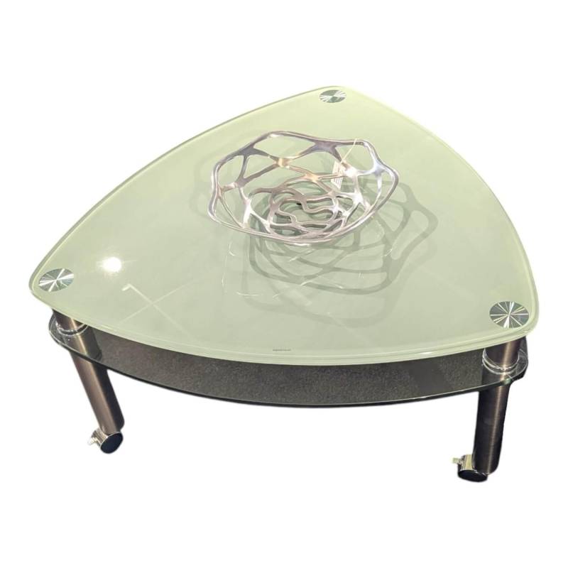 Couchtisch 4223 GSA Tischplatte Milchglas Ablageplatte Glas Gestell Metall Polie... von Vierhaus