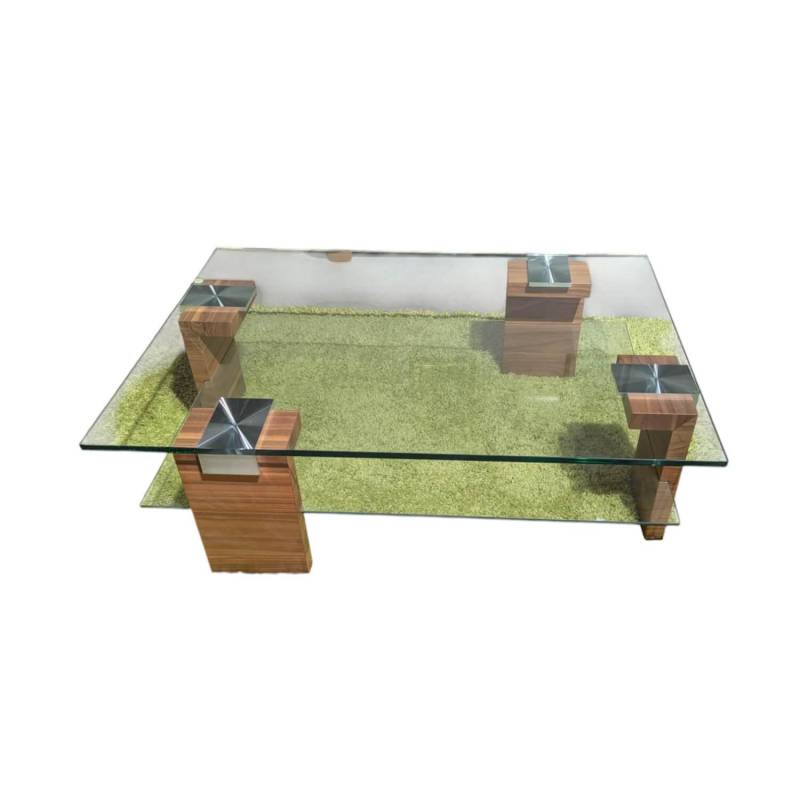 Couchtisch 7450 028 01 Tischplatte Glas Mit Zwischenablage Füße Kernnussbaum von Vierhaus