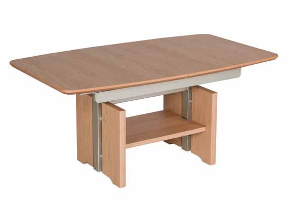 Couchtisch mit Lift, ca. 120 (160) x 70 x 54 - 73 cm in Eiche bianco von Vierhaus