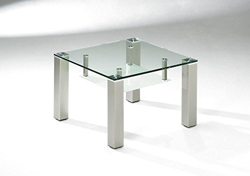 Vierhaus, 4271-300/99, Glas/Metall, rollbar, Ablage, 65 x 65 x 45 cm, Klarglas/nickelfarbig von Vierhaus