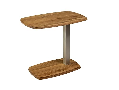 Vierhaus, 7773-WEI, Massivholz/Metall, höhenverstellbar, rollbar, 60 x 40 x 57-85 cm, Wildeiche lackiert/Perlsilberfarbig von Vierhaus