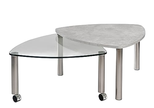 Vierhaus, 4327-BET, Melamin Dekor/Metall, ausdrehbar, Ablage, 85 x 85 x 39 + 43,5 cm, Beton Optik/Klarglas/nickelfarbig von Vierhaus